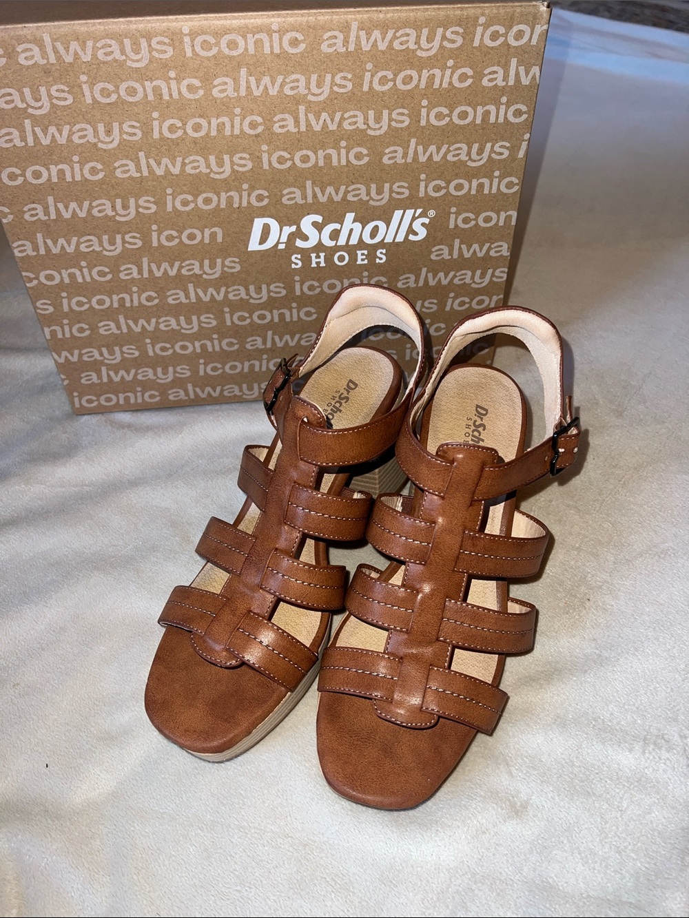 Dr. Scholl's Brown Strappy T-strap Comfort Sandals